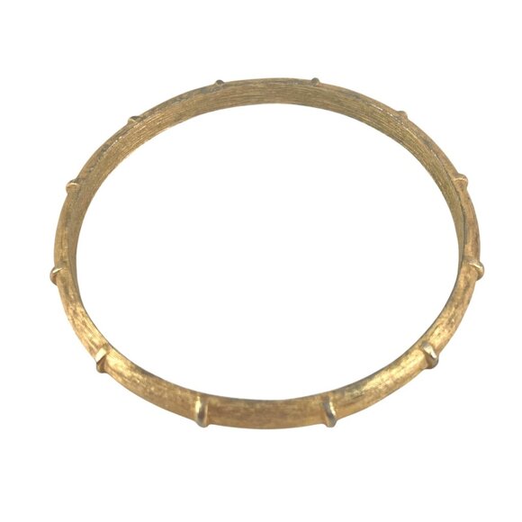 Vintage Trifari Gold-Tone Textured Bamboo-Style Bangle Bracelet For Women 2.5-In - Picture 1 of 7